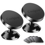 Coolpow 【2-Pack】 Magnetic Phone Holder for Car Phone Holder Mount【Strong Magnet】 Phone Mount for Car Mount for iPhone Magnetic Car Phone Holder【4 Plate】 Cell Phone Holders for Your Car Accessories