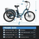 DoCred Electric Tricycle for Adults, 7 Speeds 3 Wheel Electric Bike with 36V Removable Battery for Men Women Senior, 350W Adult Electric Cruiser Tricycle Trike with Large Basket