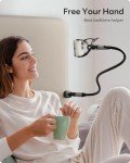 SAIJI Gooseneck Bed Phone Holder, Flexible Long Arm Phone Mount for Desk, Clip Bracket Clamp Stand, iPhone Stand, Mobile Cell Phone Stand Document Camera Nintendo Switch (Black)