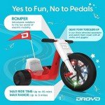Droyd Romper Electric Tricycle for Kids 3+ Years, 24V Gifts Toys 3-6 MPH Max Speed & 45 Mins Max Long Lasting, Parental Speed Control Safe Trikes with Adjustable Seat & LED Lights for Boys and Girls