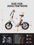 Qlife 16" Folding Electric Bike with Peak 500W 20 MPH Brushless Motor, 280Wh Removable Battery, 16X2.5 Tire Step Through Mini Commuting Electric Bikes Gift for Adults & Teens, White with Front Basket
