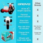 Droyd Romper Electric Tricycle for Kids 3+ Years, 24V Gifts Toys 3-6 MPH Max Speed & 45 Mins Max Long Lasting, Parental Speed Control Safe Trikes with Adjustable Seat & LED Lights for Boys and Girls