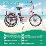LILYPELLE Electric Tricycle for Adults, 350W 36V Electric Trike Motorized Three Wheel Electric Bicycle, 7 Speeds 3 Wheels 24" Adult Electric Tricycle with Large Basket