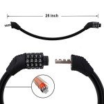 Sanwo Security Bike Lock 4 Digit Resettable Combination Cable Lock for Bicycle, 2 Feet x 1/2 Inch (Black)