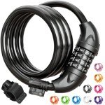Titanker Bike Lock, Bicycle Lock 4 Feet Cable Lock 1/2 Inch Resettable Bike Lock Combination with Mounting Bracket, Bike Accessories for Bicycle, Electric Scooter, Motorcycle, Black