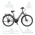 Fischer E-Bike City, CITA 6.0i Electric Bicycle for Men and Women, RH 44 cm, Middle Motor 50 Nm, 36 V Battery in Frame, Matte Platinum Grey, 28 Inches