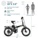 Foldable Electric Bike for Adults, 30+MPH, 48V 20Ah Removable Lithium Battery up to 80Miles, 20" Fat Tire 1000W Peak Motor Dirt Ebike Adult Electric Bicycle for Commute Beach Mountain E Bike