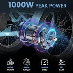 MOONCOOL Electric Tricycle for Adults, 500W/750W 48V Folding Electric Trike Peak Power 1100W, 3 Wheels Electric Bicycle, Aluminum Frame Electric Tricycle with Large Basket and Removable Battery