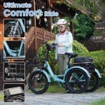 MOONCOOL Electric Tricycle for Adults, 500W/750W 48V Folding Electric Trike Peak Power 1100W, 3 Wheels Electric Bicycle, Aluminum Frame Electric Tricycle with Large Basket and Removable Battery
