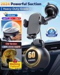 Qifutan Car Phone Holder Mount Phone Mount for Car Windshield Dashboard Air Vent Universal Hands Free Automobile Cell Phone Holder Fit for iPhone Smartphone Carbon Fiber