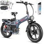 W Wallke Foldable Electric Bike, 3200W Peak Dual Motor Ebike, 48V 82Ah Long Range Ebikes for Adults, 20 Inch Fat Tire Folding Electric Bicycle, Full Suspension 34MPH Fast E Bike, APP Control, 7-Speed