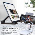 Meetuo 2 Pcs Cell Phone Stand, Adjustable Angle Height Phone Stand for Desk, Fully Foldable/Portable Phone Holder, Compatible for iPhone 16/15/14/13/12/Smartphones