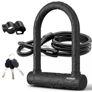 Heavy Duty U Lock with Steel Cable and Keys