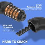 Topcrown Bike Lock 3 ft Long High Security Heavy Duty Anti Theft Bike Chain Lock, 5 Digit Combination Resettable Keyless Bicycle Lock for Bike/Electric Scooter/Ebike/Motorcycle (Black)