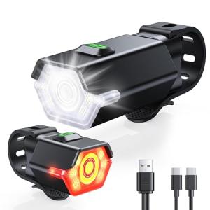 Ultra Bright Rechargeable Bike Lights Set, 9 Modes