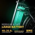 1000W Folding Electric Bike, 48V 20.8AH Large Removable Battery E-Bike, 30+MPH, 80 Miles Max Range, 20" Fat Tire Electric Bike for Adults, Adult Electric Bicycles Commute E-Bikes For Women/Men