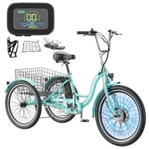 MOONCOOL Electric Tricycle Trike for Adults 350W 36V Removable Battery 24/26 Inches 7 Speeds 3 Wheels Electric Bikes Bicycle for Adults, Three Wheel Electric Cruiser Tricycle