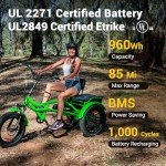 ADDMOTOR ARISETAN Electric Trike for Adults, 750W Rear Motor Electric Tricycle, 85MI 48V 20AH, 380lbs, 20'' M-360 II Semi-Recumbent E-Trike, UL2849 3 Wheel Electric Bike, Green