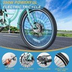 NAIZEA Electric Tricycle Adult Electric Bicycles, 350W 36V Electric Trike, 24" 3 Wheel Electric Bike Ebike E Bicycle with Removable Battery, Motorized Trike with Basket for Women Men