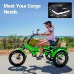 ADDMOTOR ARISETAN Electric Trike for Adults, 750W Rear Motor Electric Tricycle, 85MI 48V 20AH, 380lbs, 20'' M-360 II Semi-Recumbent E-Trike, UL2849 3 Wheel Electric Bike, Green