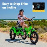 ADDMOTOR ARISETAN Electric Trike for Adults, 750W Rear Motor Electric Tricycle, 85MI 48V 20AH, 380lbs, 20'' M-360 II Semi-Recumbent E-Trike, UL2849 3 Wheel Electric Bike, Green