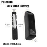 Puienum 36V 20Ah Ebike Battery,5pin Electric Bicycle Lithium Battery Pack 40A BMS,with 2A Fast Charger for 0-1800W E-Bike Scooter Motor,USB Interface,Safe Lock,Led Indicator Light