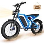 Electric Bike for Adults, 1500W 20" Fat Tire Ebike 48V 20Ah Removable Battery 25MPH 60 Miles Electric Bike Full Suspension Fork for Snow, Mountains, All-Terrain Moped Style Electric Bicycle(Blue)