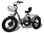 LANMAELECTRIC TK-500 Adult Tricycle Bike W/Cargo Basket Electric Fat Tire Trike Tricycle for Adults All-Terrain 500w Motor and 48v Lithium Rechargeable Battery-Grey
