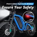 Electric Bike for Adults, 1500W 20" Fat Tire Ebike 48V 20Ah Removable Battery 25MPH 60 Miles Electric Bike Full Suspension Fork for Snow, Mountains, All-Terrain Moped Style Electric Bicycle(Blue)