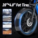 Electric Bike for Adults, 1500W 20" Fat Tire Ebike 48V 20Ah Removable Battery 25MPH 60 Miles Electric Bike Full Suspension Fork for Snow, Mountains, All-Terrain Moped Style Electric Bicycle(Blue)