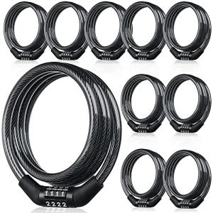 10-Pack Coiled Bike Lock Cables with Combination