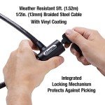 Master Lock 8364DCC Cable Bike Lock with Key, 5 ft. Long, Black