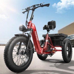 Electric Trike for Adult with 48V 18AH Cells Battery, 60 Miles Range, 750W Motor, Pickup Class 500 LB Load Electric Tricycle with 20" Fat Tire and Large Basket for City and Mountain Road, Husky