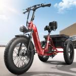 750W Electric Trike with 60-Mile Range and Basket