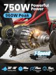 750W Electric Trike with 60-Mile Range and Basket