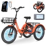MOONCOOL Electric Tricycle for Adults, 500W/750W 48V Folding Electric Trike Peak Power 1100W, 3 Wheels Electric Bicycle, Aluminum Frame Electric Tricycle with Large Basket and Removable Battery