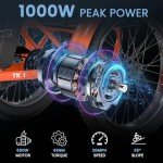 MOONCOOL Electric Tricycle for Adults, 500W/750W 48V Folding Electric Trike Peak Power 1100W, 3 Wheels Electric Bicycle, Aluminum Frame Electric Tricycle with Large Basket and Removable Battery