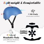Kids Bike Helmet, Adjustable and Multi-Sport, from Toddler to Youth, 3 Sizes (Blue)