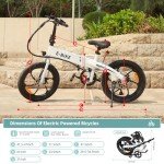 AIWARGOD 20" Folding Electric Bike for Adults | Lightweight Foldable Fat TIre Electric Bicycle - Weighs Only 45lbs | 500W Brushless Motor | 40+ Mile Range | 21mph Speed - Class 2 Ebike, White