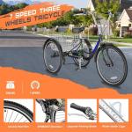 MOONCOOL 3-Wheel Adult Tricycle with Basket