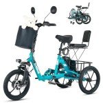 Viribus 2-Seater Folding Electric Tricycle, Teal