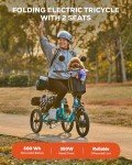Viribus 2-Seater Folding Electric Tricycle, Teal