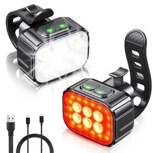 Ultra Bright Rechargeable Bike Lights Set