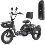 Meetone Breeze 1000W Folding Electric Tricycle for Adults