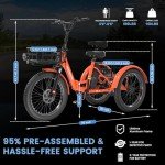 MOONCOOL 500W Folding Electric Tricycle for Adults
