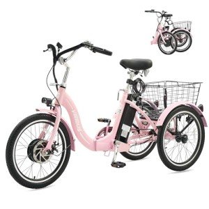 Light Pink Folding Electric Tricycle for Adults