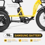 MAXFOOT MF33 Electric Tricycle for Adults - Yellow