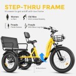 MAXFOOT MF33 Electric Tricycle for Adults - Yellow
