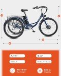 Viribus 350W Electric Tricycle for Adults, Deep Blue