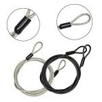 100CM/3.3ft 3mm Outdoor Travel Security Cable Lock,Braided Steel Coated Safety Cable Luggage Lock,Safety Cable Wire Rope Double Loop Lightweight GOMRQING (2 Pack)